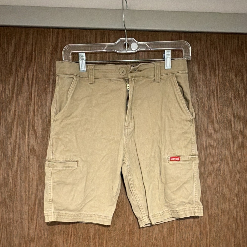 Levi's Boys Beige Cargo Shorts Size 16 Regular Fit Cotton Twill Pockets